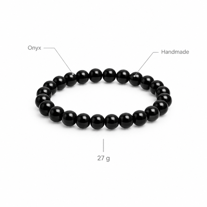 Bransoletka z onyksu, specyfikacja na bialym tle, Onyx, Handmade, 27 g