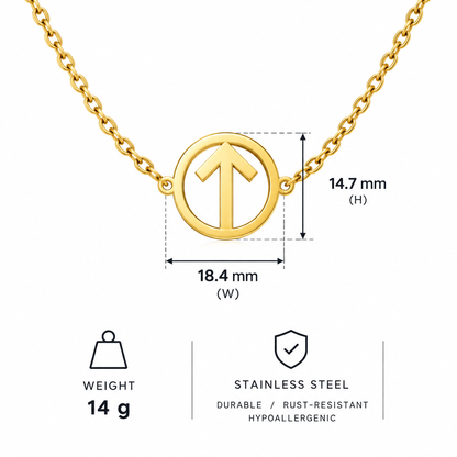 Specyfikacja złotego naszyjnika z symbolem strzałki